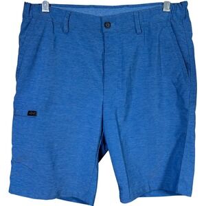 Greg Norman Mens Blue Heathered Golf Shorts Size 32 Performance Flat Front